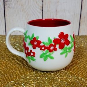 2007 Starbucks Red Flower Mug
